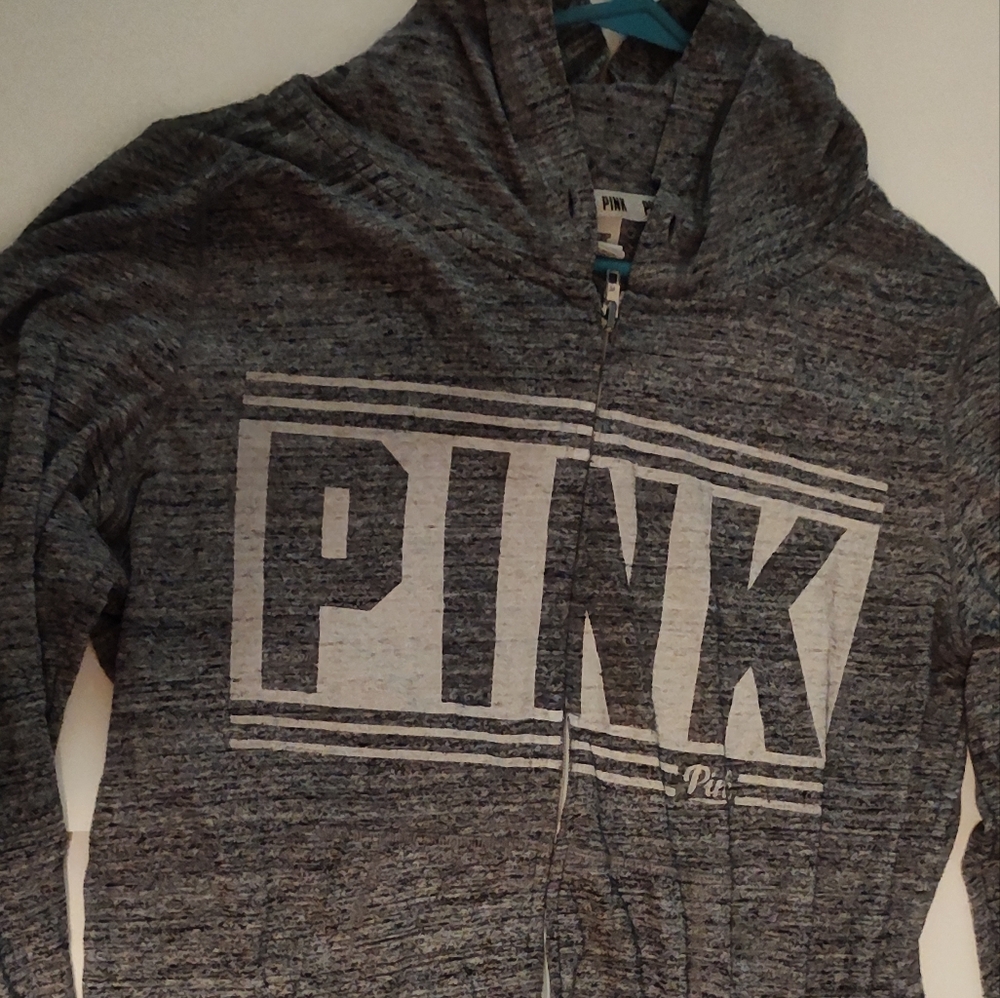 PINK Victoria's Secret size lg zipper gray hoodie